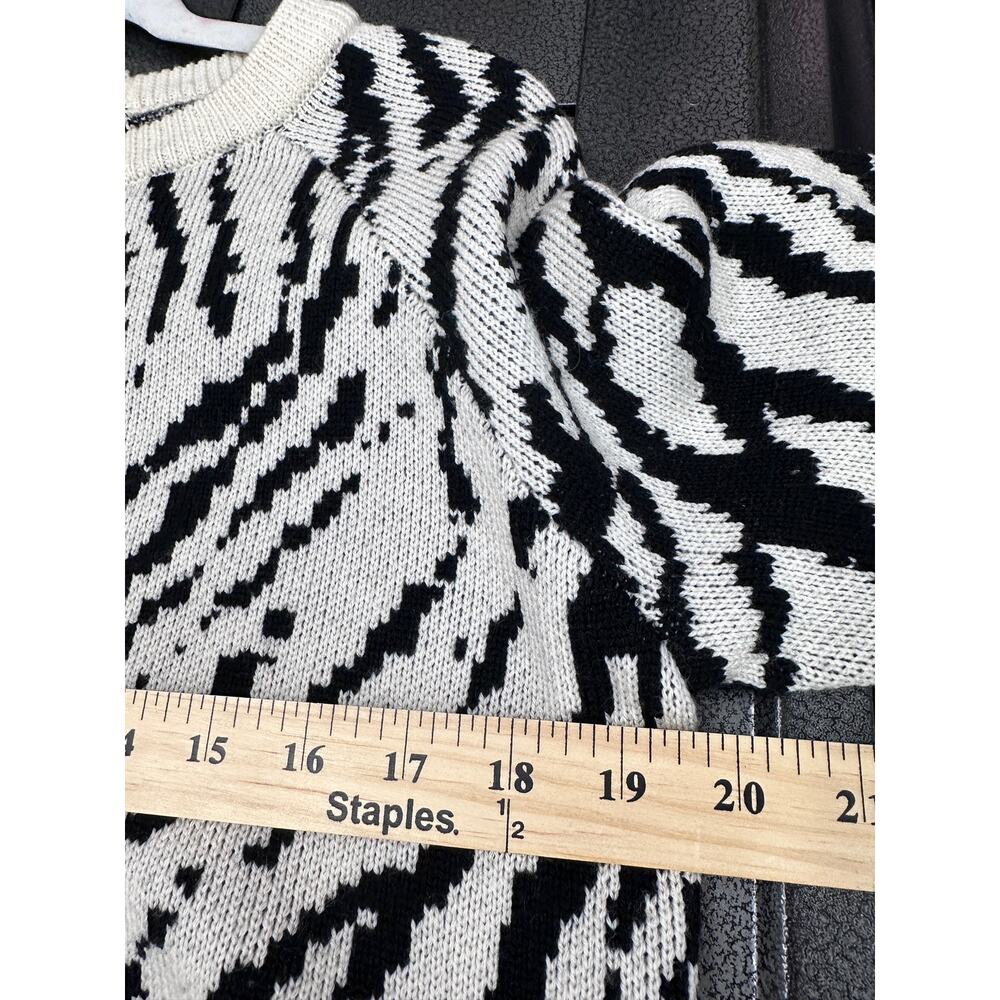 Haute Hippie Pullover Sweater Crewneck #animalcore Knit Cream Black Size M/L - Picture 4 of 7